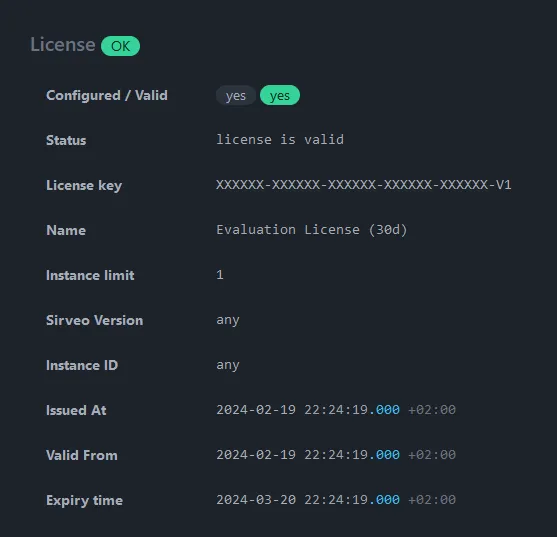 Server license details